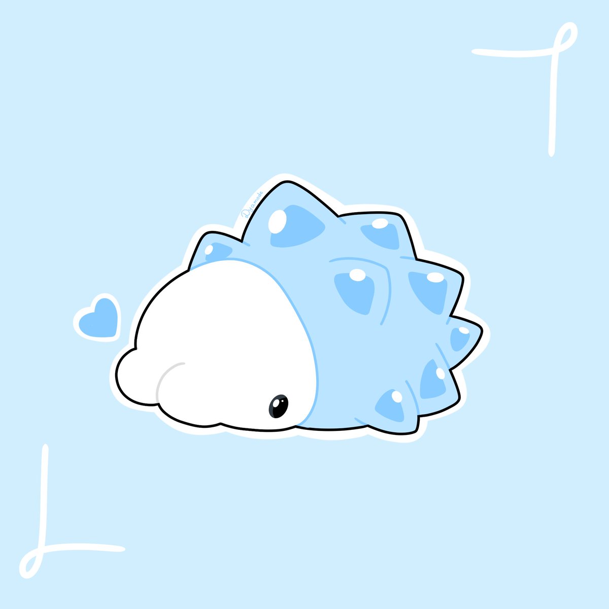 dyamode's tweet image. Snom.❄️
I love this cute little guy~  

#snom #pokemon #digitalart #art #blue #snow