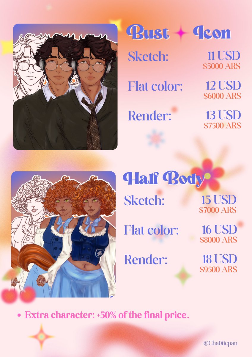 cha0ticpan's tweet image. * EMERGENCY COMISSIONS OPEN *

hii im from argentina and my economic situación is difficult right now, so i open comissions to pay for my needs.

is my first time doing this, please be patient w me.❤️‍🩹

💘RTs are appreciated

[tabla en español abajo]
#comissionsopen #comission