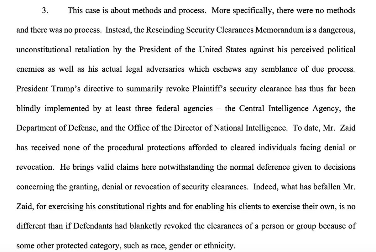 JUST IN: Attorney Mark Zaid has filed a lawsuit against the White House, saying the suspension of his security clearance, which has disrupted his clients' legal representation, is unconstitutional retaliation by Trump.

storage.courtlistener.com/recap/gov.usco…