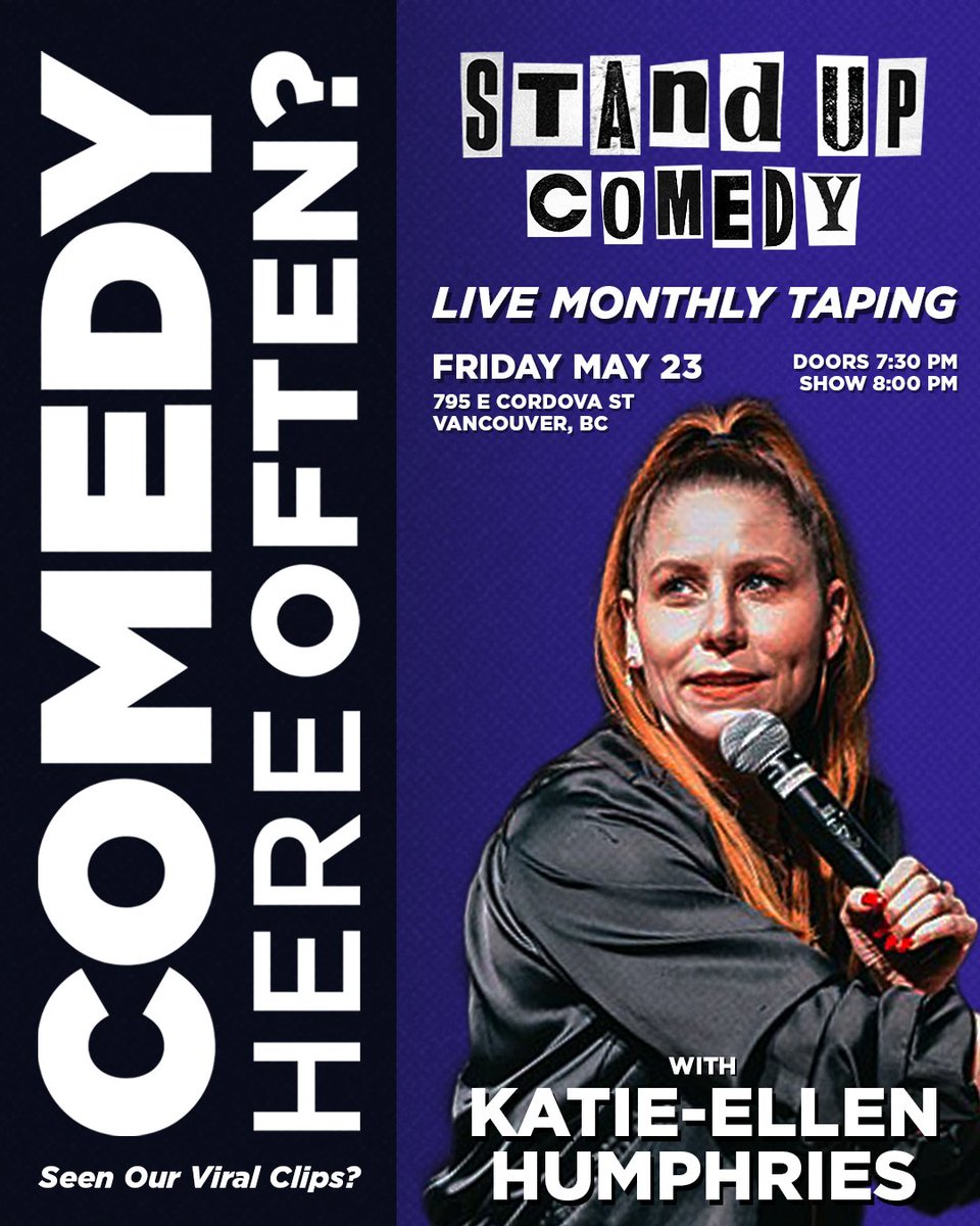 ComedyHereOften (@comedyhereoften) on Twitter photo Comedy Here Often? brings you our Live Monthly Taping this May 23rd with Headliner <a href="/MsKatieEllen/">KatieEllen Humphries</a>🤩hosted by Greta Lin feat. Emily Quershi, Ernie Hart, Tin Lorica, Jon Endo & Allison Lujan! 🎤
Be apart of the audience and get your limited 2-for-1 tickets: eventbrite.ca/e/comedy-here-… Comedy Here Often? brings you our Live Monthly Taping this May 23rd with Headliner <a href="/MsKatieEllen/">KatieEllen Humphries</a>🤩hosted by Greta Lin feat. Emily Quershi, Ernie Hart, Tin Lorica, Jon Endo & Allison Lujan! 🎤
Be apart of the audience and get your limited 2-for-1 tickets: eventbrite.ca/e/comedy-here-…