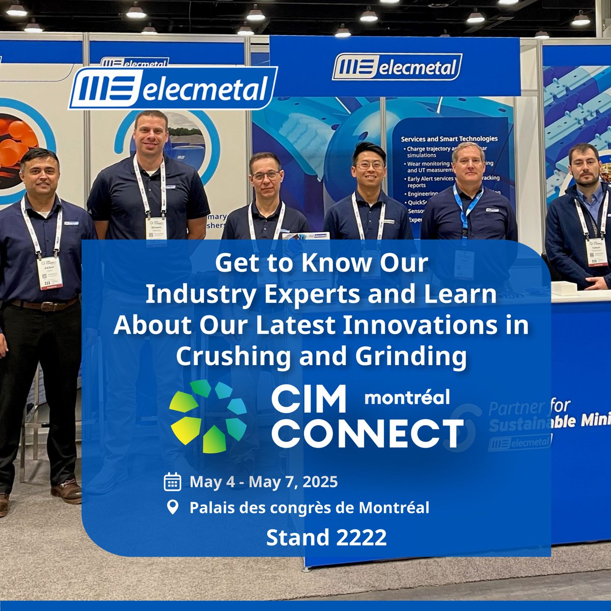 ⛏️ We’re live at #CIM2025 in Montréal!  Visit ME Elecmetal at Booth 2222 to explore crusher wear parts, SAG &amp; ball mill liner solutions, and tools to boost throughput &amp; reduce costs.  Let’s dig into performance—come say hi!  
📷usa.me-elecmetal.com/en-us/events/c…
 #CIMConnect #Mining