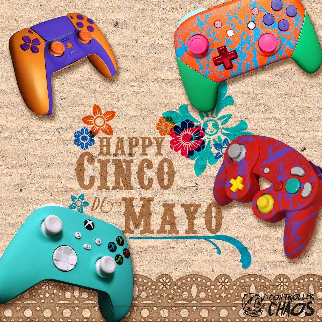 ControllerChaos's tweet image. 🌺🌸Happy Cinco de Mayo!🌸🌺  #CincodeMayo #cincodemayo2025 #handpainted