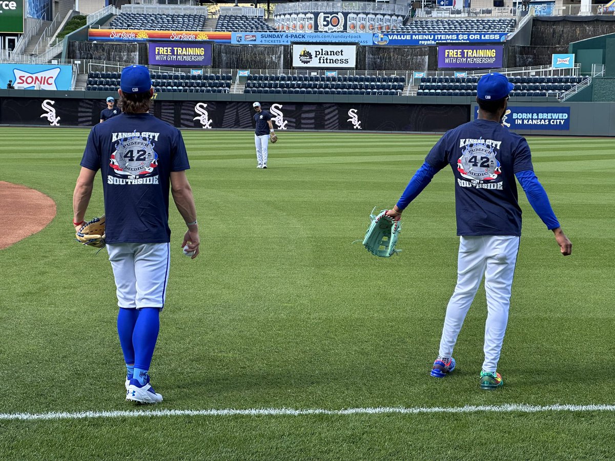 Bobby Witt Jr. &amp; Maikel Garcia wearing the Graham Hoffman shirts #Royals