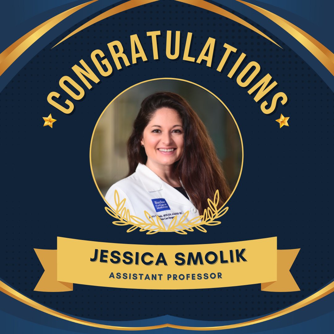 BCM Surgery Advanced Practice Providers (@bcmsurgapp) on Twitter photo Congratulations to the newest Assistant Professor of Surgery, NP Jessica Smolik from Ben Taub and <a href="/harrishealth/">Harris Health</a>! <a href="/BCM_Surgery/">BCM_Surgery</a> #NPslead Congratulations to the newest Assistant Professor of Surgery, NP Jessica Smolik from Ben Taub and <a href="/harrishealth/">Harris Health</a>! <a href="/BCM_Surgery/">BCM_Surgery</a> #NPslead