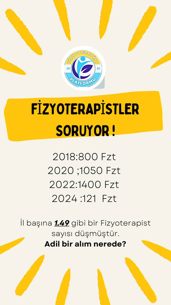 <a href="/drmemisoglu/">Prof. Dr. Kemal Memişoğlu</a> 📢📢 Sayın Bakanım <a href="/drmemisoglu/">Prof. Dr. Kemal Memişoğlu</a> 

🔶2025 yılı sağlık bakanlığı personel alımında 94 Fizyoterapiste Tsm ve İsm yani koruyucu sağlık hizmetleri için kadro açılırken maalesef şehir hastanesi ve fizik tedavi ve rehabilitasyon hastanelerine 27 kadro açıldı 

🔷 Ağustos -Eyluül ayında