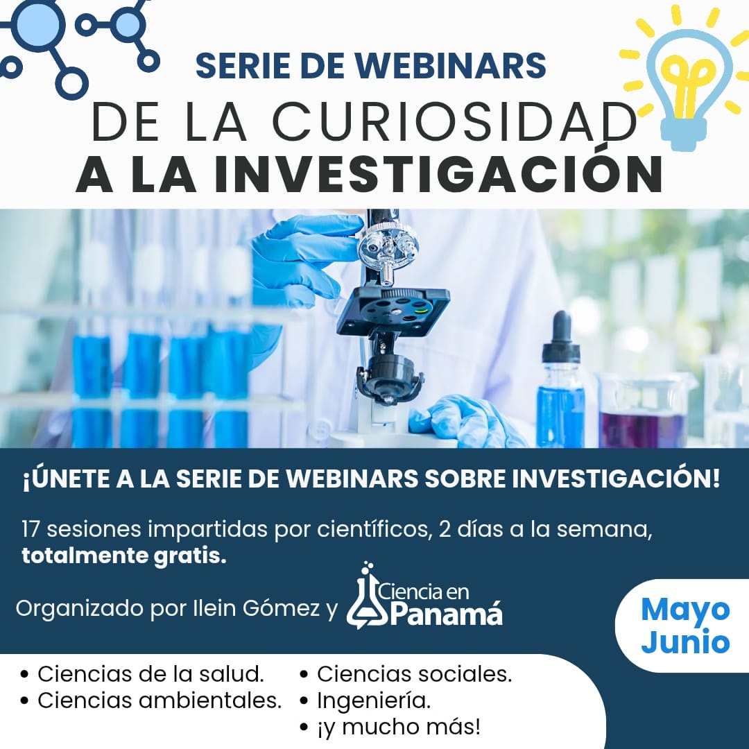 cidesnet's tweet image. Únete a la serie de webinars gratuitos "De la Curiosidad a la Investigación". Serán 17 sesiones virtuales de 1 hora, los martes y jueves de mayo y junio, impartidas por científic@s de diversas instituciones nacionales. Inscríbete en siguiendo el enlace en el primer comentario🧵👇