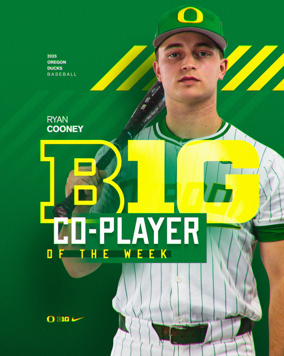 Oregon Duck Baseball (@oregonbaseball) on Twitter photo ππ§ π
π’π«π
<a href="/Ryan_Cooney12/">Ryan Cooney</a> has been tearing the cover off the ball for the last month. Gets rewarded this week as <a href="/B1Gbaseball/">Big Ten Baseball</a> Co-Player of the Week. #GoDucks
Press Release: tinyurl.com/22yfx7zk ππ§ π
π’π«π
<a href="/Ryan_Cooney12/">Ryan Cooney</a> has been tearing the cover off the ball for the last month. Gets rewarded this week as <a href="/B1Gbaseball/">Big Ten Baseball</a> Co-Player of the Week. #GoDucks
Press Release: tinyurl.com/22yfx7zk