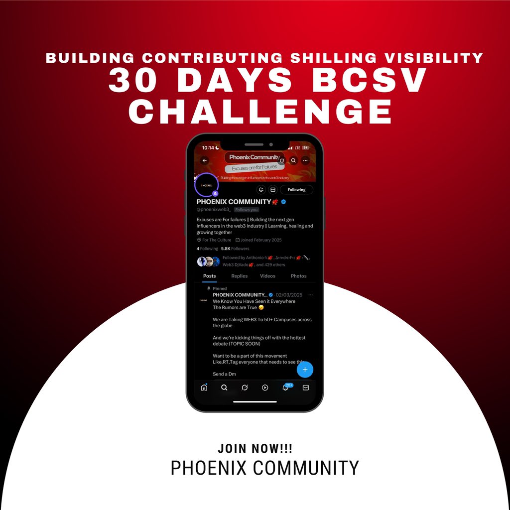 _elrufai_'s tweet image. SURVIVED the 14-day Trial by Fire from @phoenixweb3_.

Now it’s LEVEL UP time — the 30 Days of #BCSVChallenge begins.

That means: 🏗️ Building
🤝 Contributing
📢 Shilling
👀 Gaining Visibility

Strap in. I’m going all in for the next 30 days.
Let’s make some noise. Let’s build.