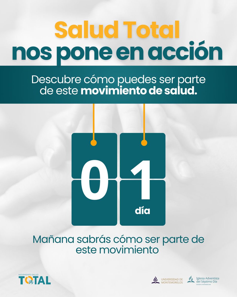 Comienza un movimiento que puede transformar tu manera de vivir 💚
Jesús se interesa por tu bienestar físico, mental y espiritual. ¡Quiere verte pleno y renovado! 🙌
📅 Fecha: 6 de mayo de 2025 🕝 Hora: 2:30 p. m. (hora centro) 🆔 ID: 960 4709 0799 🔒 Código: 728642