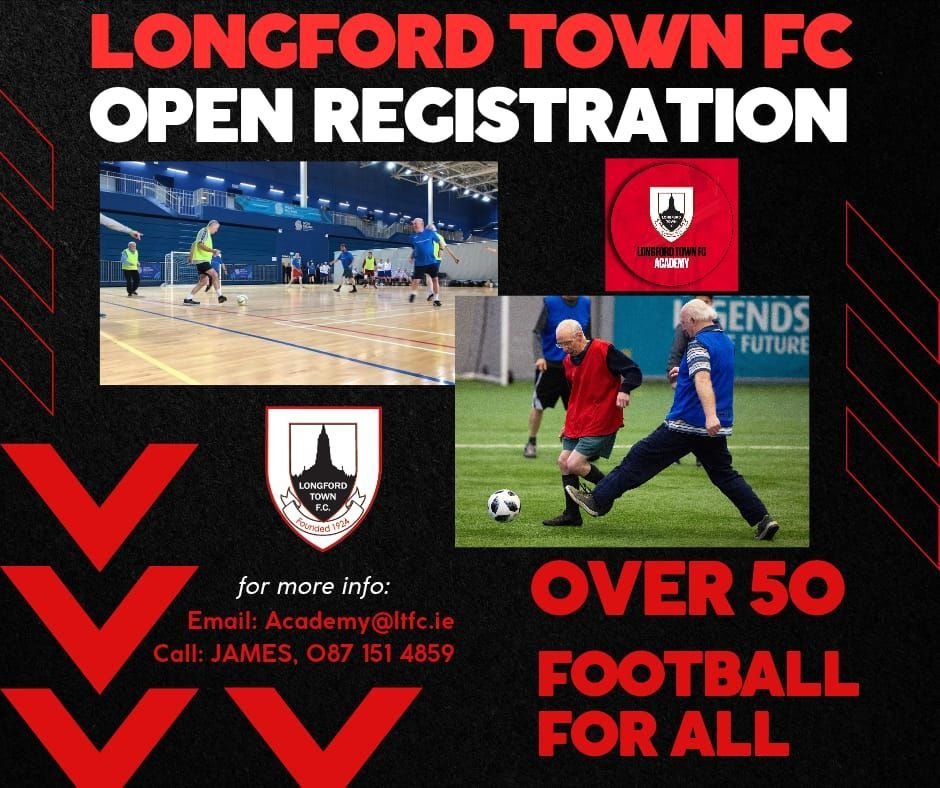 Longford Town FC (@longfordtownfc) on Twitter photo Over 50s Football! | π΄β«
Longford Town is kicking off football for just the over 50s! Whether you're a seasoned player or a total beginner, come join the fun and stay active!
Please email academy@ltfc.ie or call James on 0871514859 for more info!
#FootballForAll | #Town2025 Over 50s Football! | π΄β«
Longford Town is kicking off football for just the over 50s! Whether you're a seasoned player or a total beginner, come join the fun and stay active!
Please email academy@ltfc.ie or call James on 0871514859 for more info!
#FootballForAll | #Town2025