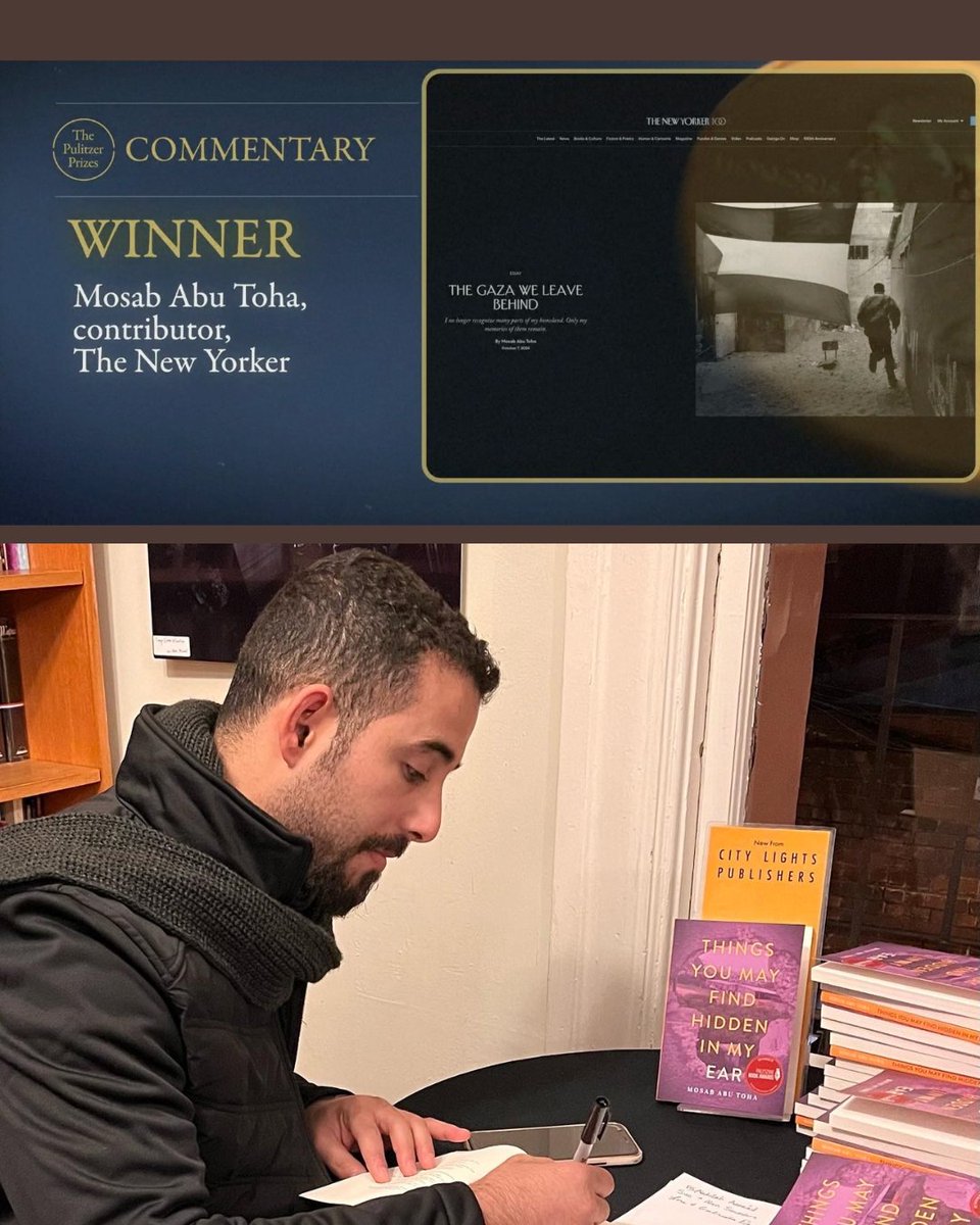 Congratulations to <a href="/MosabAbuToha/">Mosab Abu Toha</a>, WINNER of the PULITZER PRIZE, Commentary, as a contributor to The New Yorker ♥️