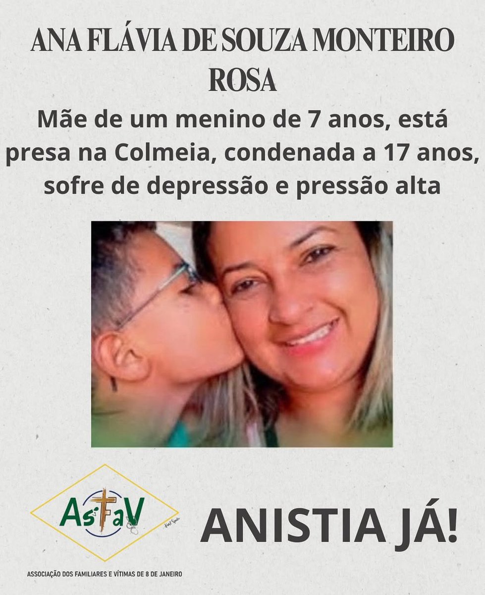AsfavFamilias's tweet image. No mês das Mães a ASFAV lança a campanha: Mães do 08 de janeiro.
Às vésperas do Dia das Mães (11/05), a Associação dos Familiares e Vítimas do 8 de Janeiro (ASFAV) lança uma nova campanha de sensibilização à sociedade brasileira para a situação das mulheres presas em
decorrência…