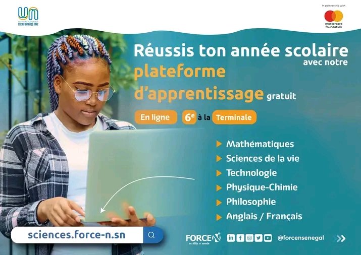 [#Promotion #De #La #Culture #Scientifique #Et #Numérique]

📢<a href="/forcensenegal/">Force-N Sénégal</a> met à disposition une plateforme gratuite d’apprentissage en ligne pour les élèves de la 6e à la Terminale.

🔗Accédez à la plateforme👉🏽 : sciences.force-n.sn

#forcen #unchk_sn #MastercardFoundation