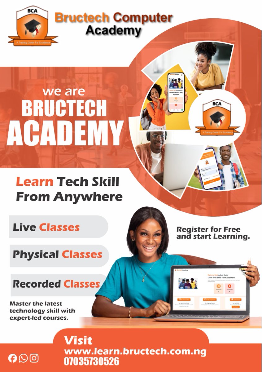 J_elite5's tweet image. 🚀 Just added this design to my portfolio!
Proud to have created this flyer for Bructech Computer Academy, promoting tech education for everyone — anywhere, anytime.
Always learning, designing, and growing.
#GraphicDesign #PortfolioBuild #TechEducation #FlyerDesign #JEliteDigital