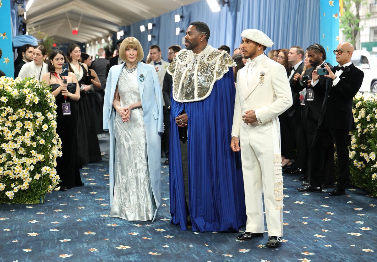 Tonight's #MetGala has no shortage of brilliant Brits running the show: Dame Anna Wintour (of course), curator Andrew Bolton OBE, and Sir #LewisHamilton serving as co-chair just one day after the Miami Grand Prix! 

(p.s. a warm hello to Colman Domingo!)