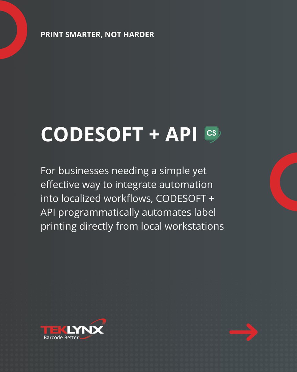 TEKLYNX's tweet image. Label printing automation isn’t a one-size-fits-all solution.
Take a look at three approaches:
1. CODESOFT + API
2. SENTINEL
3. TEKLYNX SDK
Learn more about print automation: bit.ly/44jyq8O
#LabelingAutomation #WorkflowIntegration #ManufacturingTech