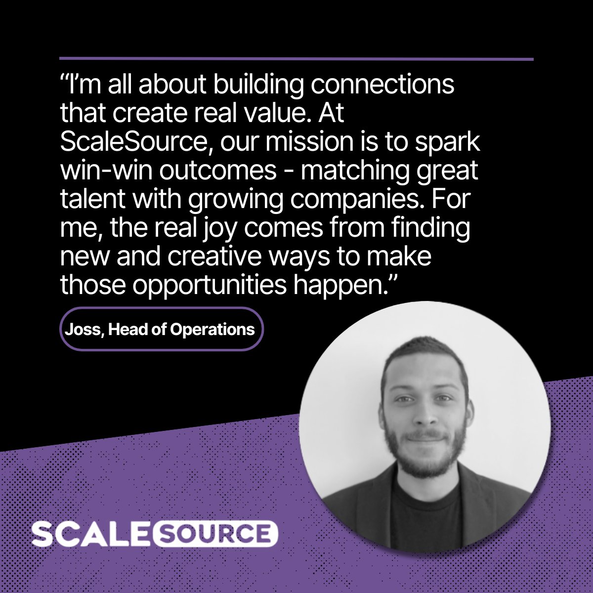 scalesource's tweet image. 🔗"Building connections that spark real value."
Meet Joss - one of the passionate minds behind ScaleSource. He's on a mission to create win-win matches between talent and growing companies. #MeetTheTeamMonday #ScaleWithUs
