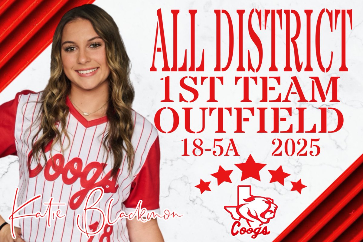 Congratulations to 
<a href="/KatieBlackmon25/">Katie Blackmon</a> 
 on her 2025 ALL DISTRICT selection!!
Great year KB! Her quiet confidence and big bat has helped the COOGS win big games for the past 4 years.