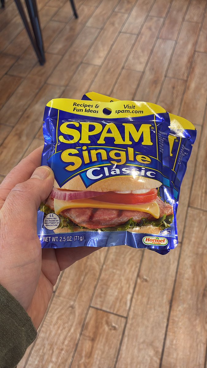 Evidence I’m moving up the food chain. Living the pre-sliced spam luxury life.