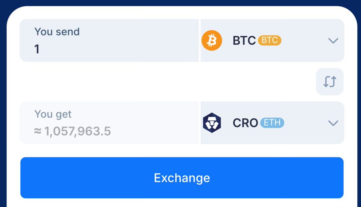 Would you do this: 1 BTC to 1million CRO ?