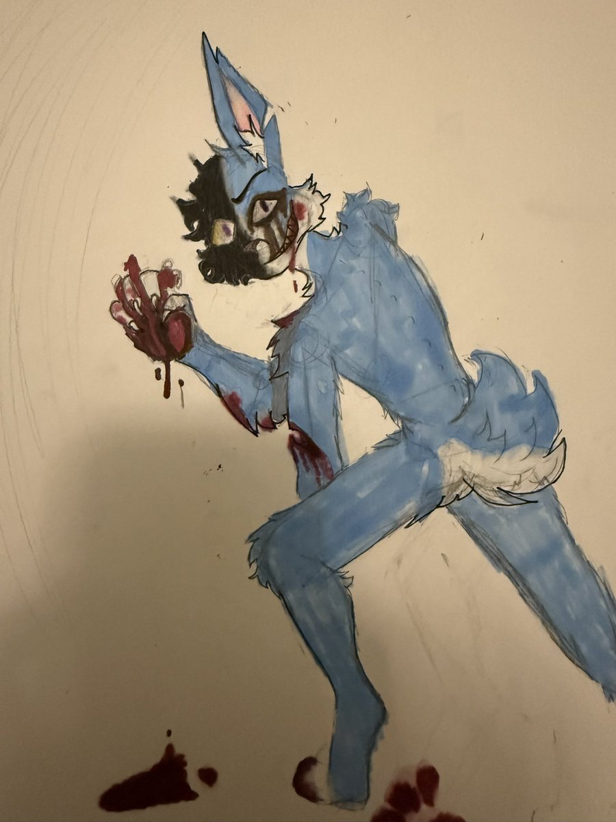 SamRemnant8's tweet photo. Working on horror art of my sona!! This is the progress so far, I decided to color in the sketch to kinda help me figure out what I wanted it to look like in digital! #furry #furryartist #fursona #bunnyfur #furryart #commissionopen https://t.co/UxoN6dUBPl