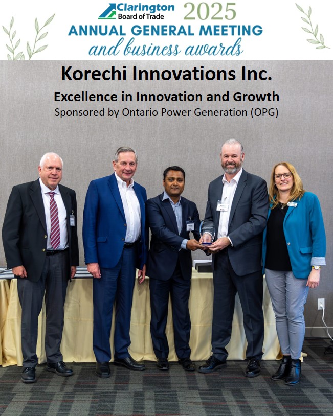 We are delighted to share that we have received the  𝐄𝐱𝐜𝐞𝐥𝐥𝐞𝐧𝐜𝐞 𝐢𝐧 𝐈𝐧𝐧𝐨𝐯𝐚𝐭𝐢𝐨𝐧 𝐚𝐧𝐝 𝐆𝐫𝐨𝐰𝐭𝐡 award from the Clarington Board of Trade, our esteemed local trade organization. This prestigious recognition is truly an honor for us, and we express our