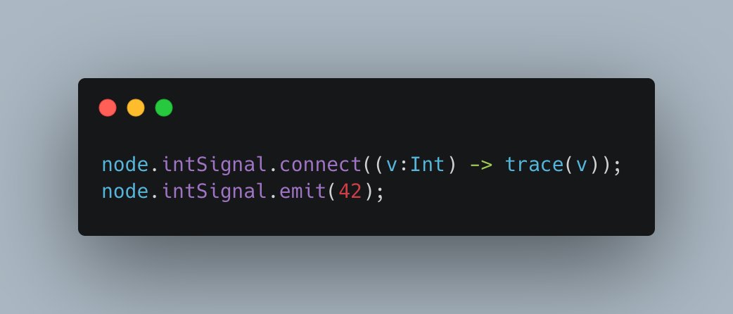 kevinresol's tweet image. Any Haxe functions (instance method, anonymous function, etc) can now be passed as Callable to Godot as callbacks.

#Haxe #hxcpp #cppia #Godot