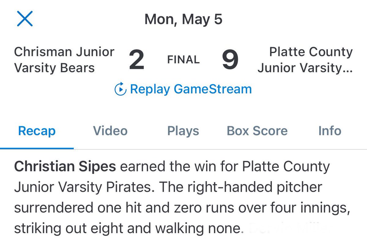 Christian Sipes (@csipes2027) on Twitter photo Started on the mound and did great against William Chrisman.
4IP - 1H - 0R - 0ER - 0BB - 8ks
@piratebaseball <a href="/impactathletekc/">Impact Athletes KC</a>
<a href="/PB_Uncommitted/">Prep Baseball Uncommitted</a> Started on the mound and did great against William Chrisman.
4IP - 1H - 0R - 0ER - 0BB - 8ks
@piratebaseball <a href="/impactathletekc/">Impact Athletes KC</a>
<a href="/PB_Uncommitted/">Prep Baseball Uncommitted</a>