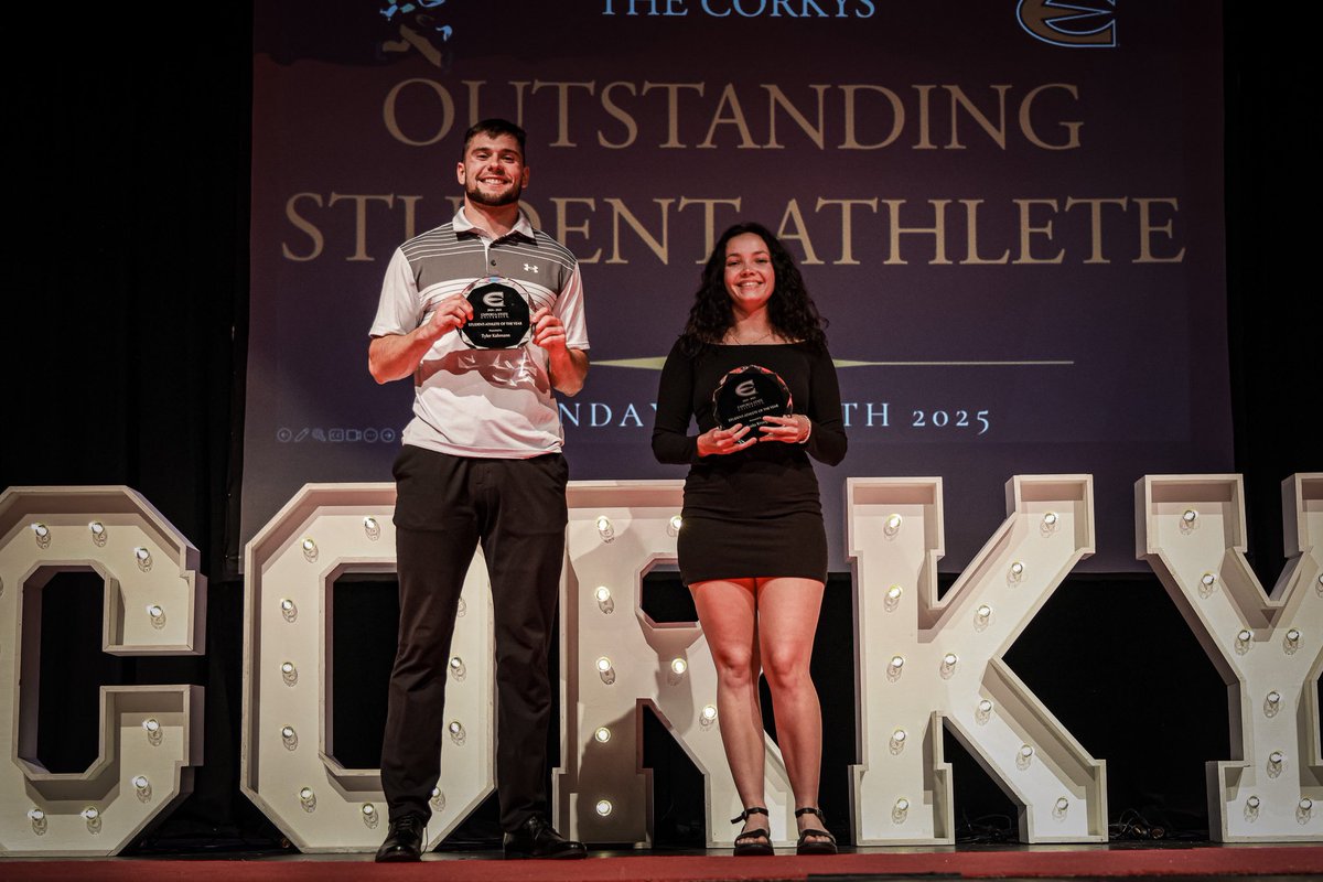 Congrats to <a href="/esuhornetsfb/">ESU Hornet Football</a> consensus All-American and Academic All-American Tyle Kahmann and <a href="/ESUHornetsDG/">Emporia State Disc Golf</a> National Champion Atlanta Krueger on being named Emporia State Student-Athletes of the Year. #StingersUp