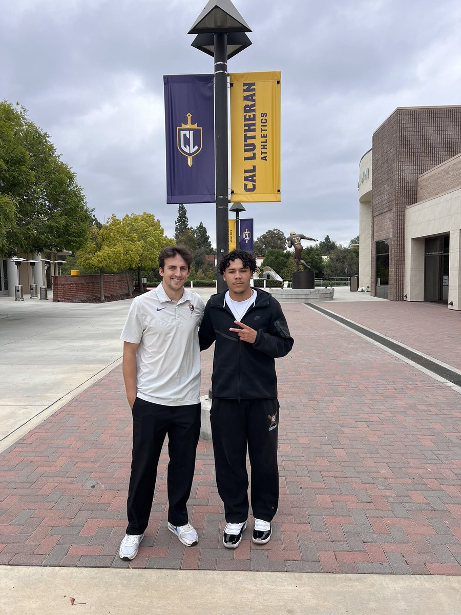Had an amazing visit at Cal Lu today! Thank you for making time out your day to give me a tour <a href="/CoachDMcCann/">Coach Dylan McCann</a>. Exited to see what’s next✞ 
<a href="/CLUCoachLugo/">Anthony Lugo</a> 
<a href="/coachcastro626/">626COACHC🏴‍☠️</a> 
<a href="/coach_fierro/">Coach Daniel Fierro</a> 
<a href="/tommy_tucay/">Tommy Tucay</a>