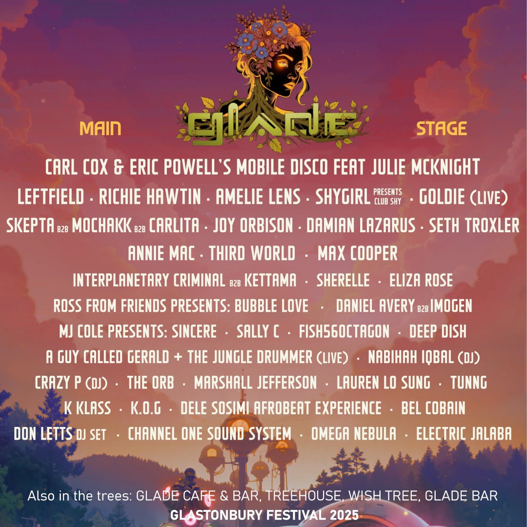 The Orb (@orbinfo) on Twitter photo This summer we’re touching down at Glastonbury Festival 2025! Join us at the iconic Glade Stage, nestled in the trees at the heart of the festival!
~~
@Glastonbury / <a href="/GladeAreaGlasto/">Glade Area Glastonbury</a>
#TheOrb #Glastonbury2025 #GladeStage #LiveAtGlasto #FestivalSeason This summer we’re touching down at Glastonbury Festival 2025! Join us at the iconic Glade Stage, nestled in the trees at the heart of the festival!
~~
@Glastonbury / <a href="/GladeAreaGlasto/">Glade Area Glastonbury</a>
#TheOrb #Glastonbury2025 #GladeStage #LiveAtGlasto #FestivalSeason