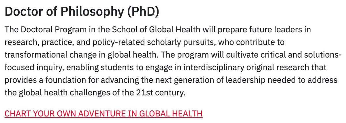 Interested in doing a PhD in Global Health? 

We have information sessions - May 6 &amp; 15 (domestic applicants) and May 8 &amp; 14 (international applicants) - available to answer all your questions about the PhD application process .

futurestudents.yorku.ca/graduate-stude…
