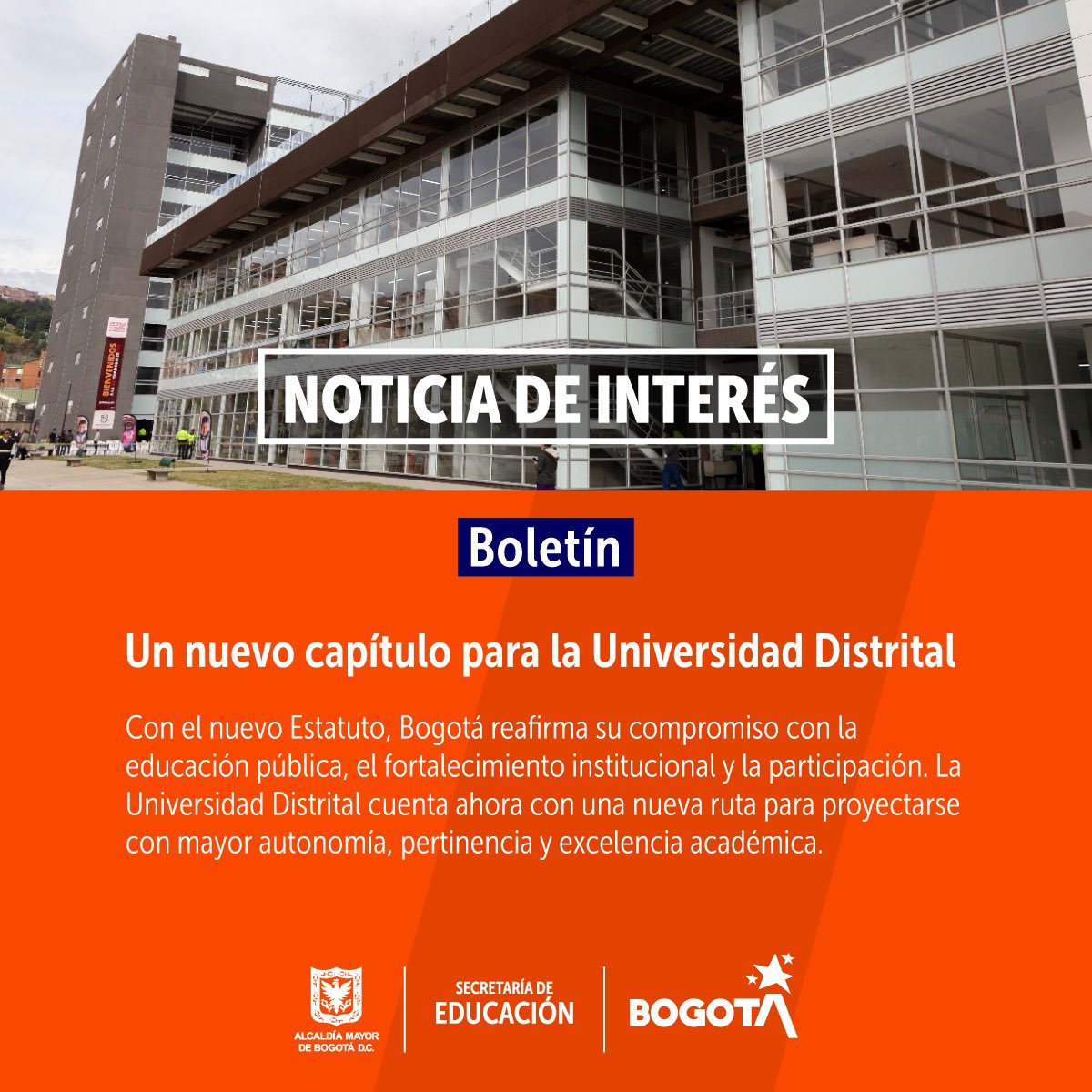 Un hecho histórico para la <a href="/udistrital/">UniversidadDistrital</a>: aprobamos un nuevo Estatuto General. Esta espera de casi tres décadas terminó gracias a la directriz del alcalde <a href="/CarlosFGalan/">Carlos F. Galán</a> de apoyar y sacar adelante esta reforma que fortalecerá, democratizará y actualizará la Universidad frente a los