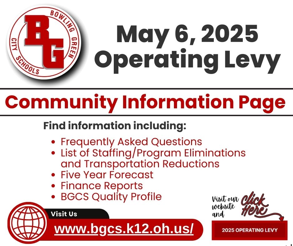 BGSchools's tweet photo. Before you head to the polls tomorrow, please visit our Operating Levy Information page to read the FAQs, review the five-year forecast, financial reports, and more:  https://t.co/SoXGJDt6Jx https://t.co/SROc72gsTi