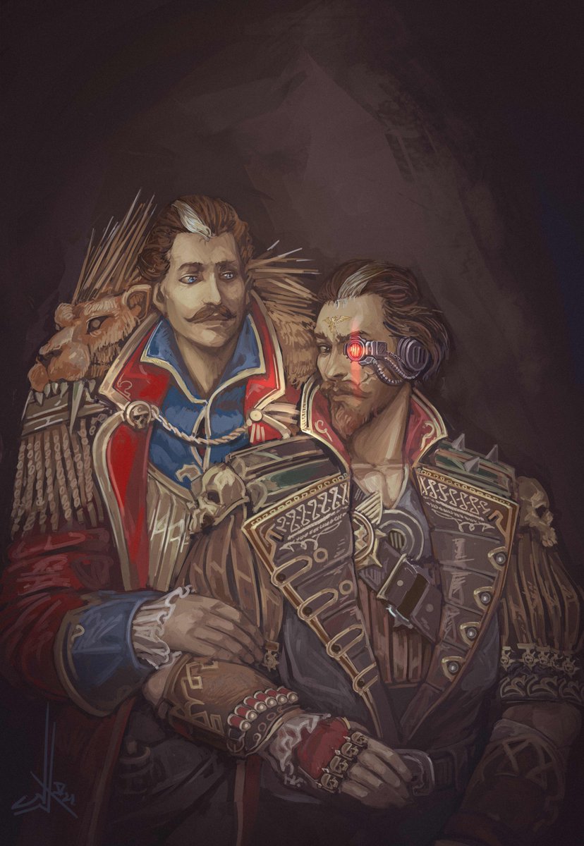 Nicta_nova's tweet image. A paired portrait of two rogue trader brothers
Commission art