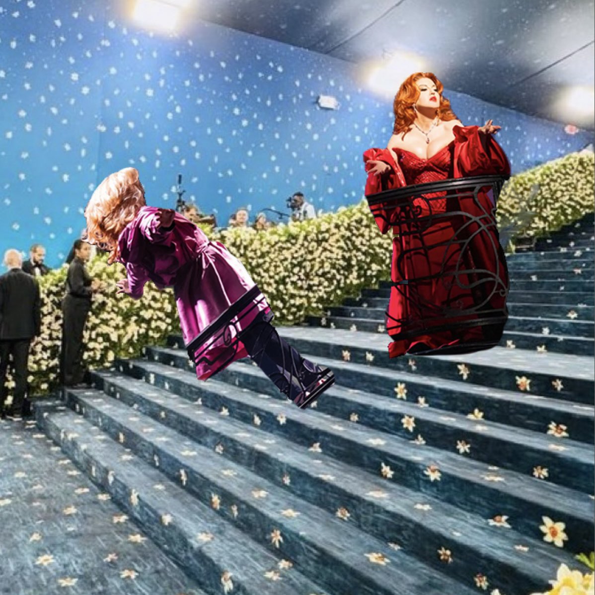 Helen Sharp has pushed Madeline Ashton down the stairs at the Met Gala
