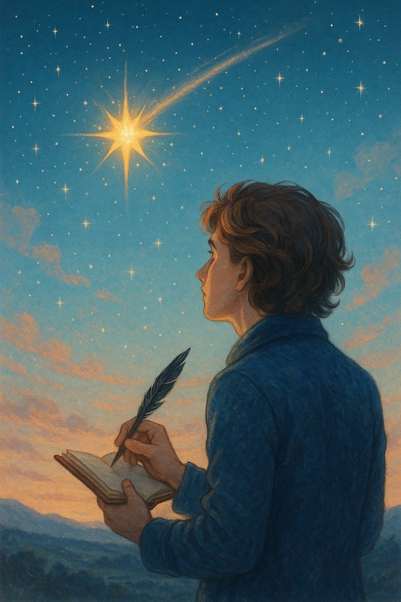 estrellabolivi's tweet image. -Once, a star fell in love with a writer.
She never touched him, but in every word he wrote,
her light whispered: I&apos;m here.
- Una vez, una estrella se enamoró de un escritor.
Nunca lo tocó, pero en cada palabra que él escribía,
su luz susurraba: Estoy aquí.
E.B
#MicroTale…