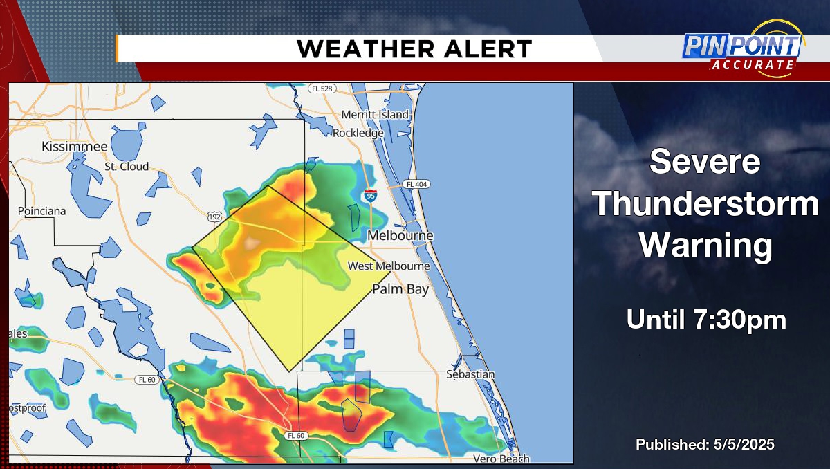 Severe Thunderstorm Warning for Brevard and Osceola County until 7:30pm. #flwx