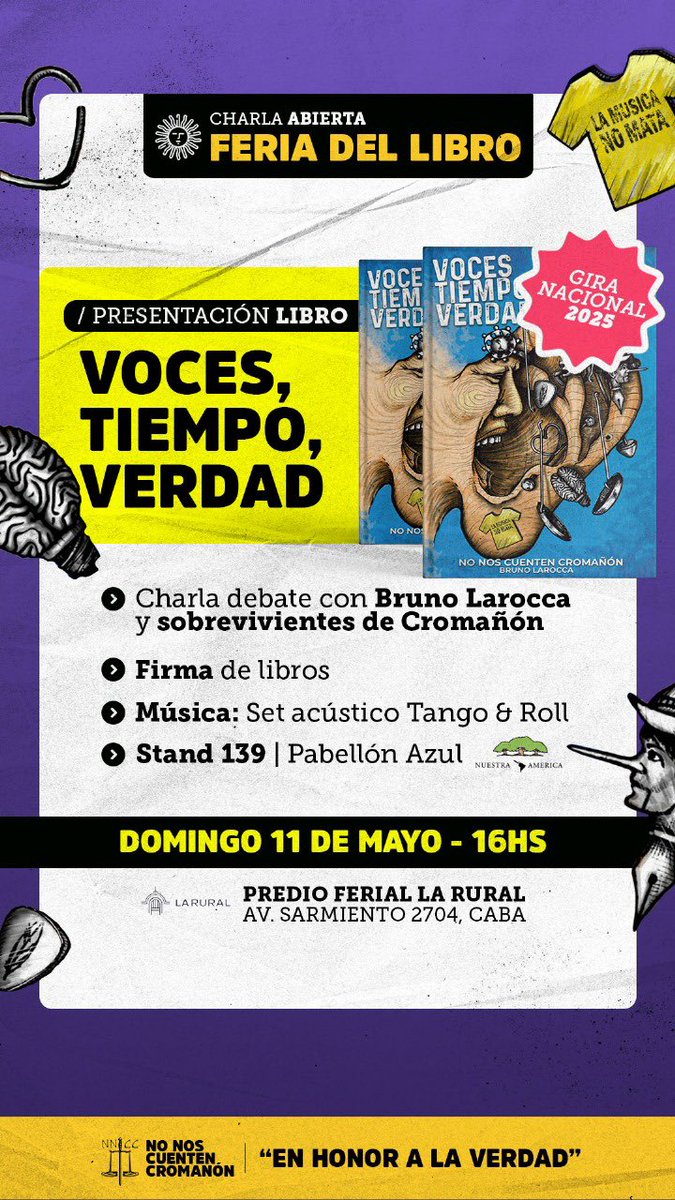 Si este fin de semana van a la Feria del Libro, los espero el domingo para hablar de Cromañón y escuchar unos temas de Tango &amp; Roll.