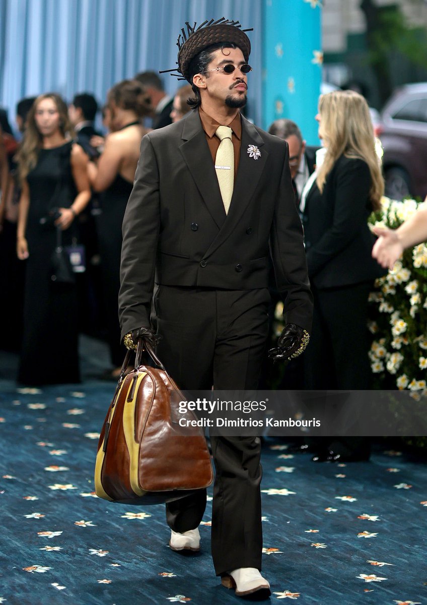 AccessBadBunny's tweet photo. Bad Bunny wearing Prada for the 2025 #MetGala. https://t.co/44k9OgXy9n