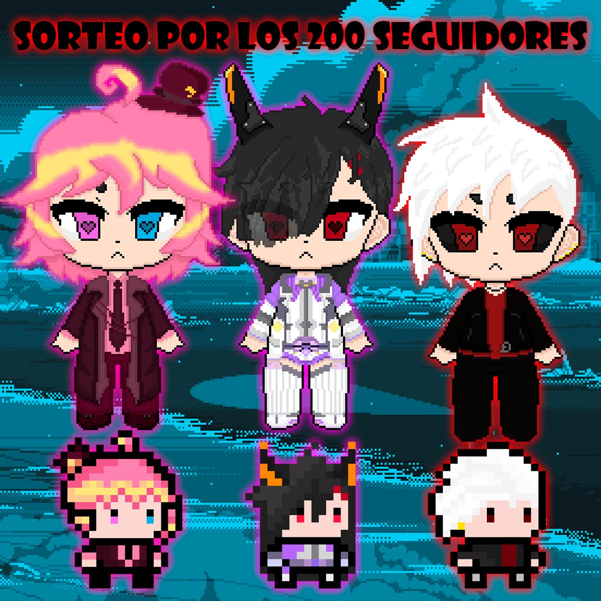 SORTEO POR LOS 200 SEGUIDORES

Decidí hacer un sorteo de 4 Reactives/PNGTuber Chibi Pixel Art, va a haber 2 ganadores en 2 categorías

1.- Chibi Pixel Art Simple con 2 ganadores (los pequeños)

2.- Chibi Pixel Art con 2 ganadores (los principales)

Para Participar 

REQUISITOS