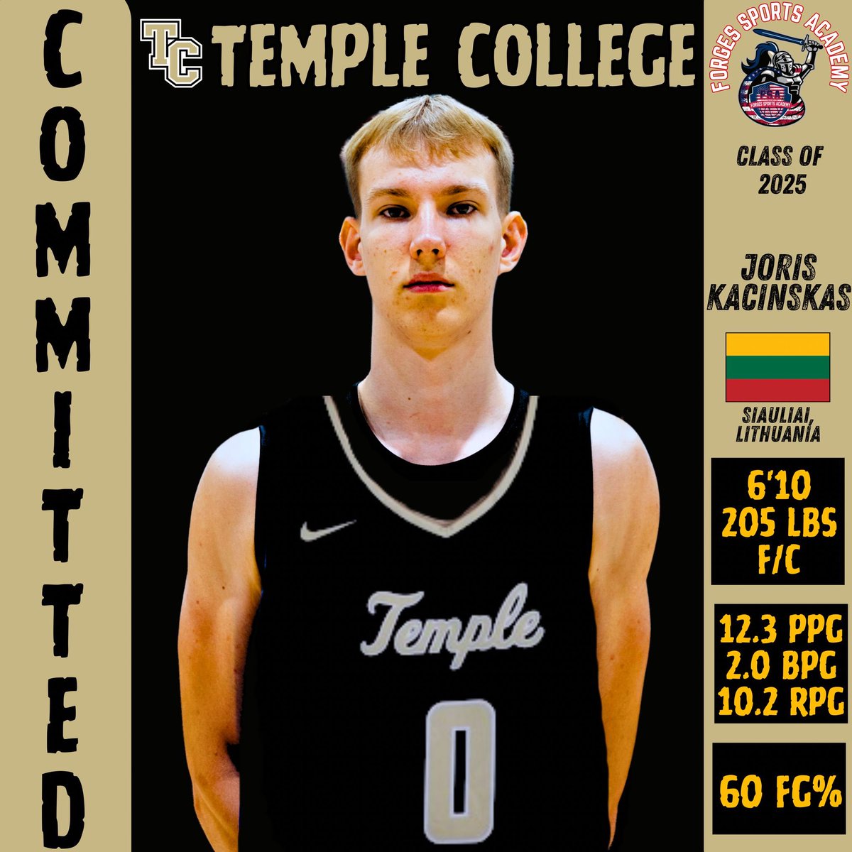 Lets congratulate  <a href="/JorisKacinskas/">Joris Kačinskas</a> with commitment to <a href="/TC_MensBball/">Temple College Basketball</a> ‼️  Thank you <a href="/Coach_ANixon/">Alex Nixon</a> and the rest of the staff for the opportunity‼️