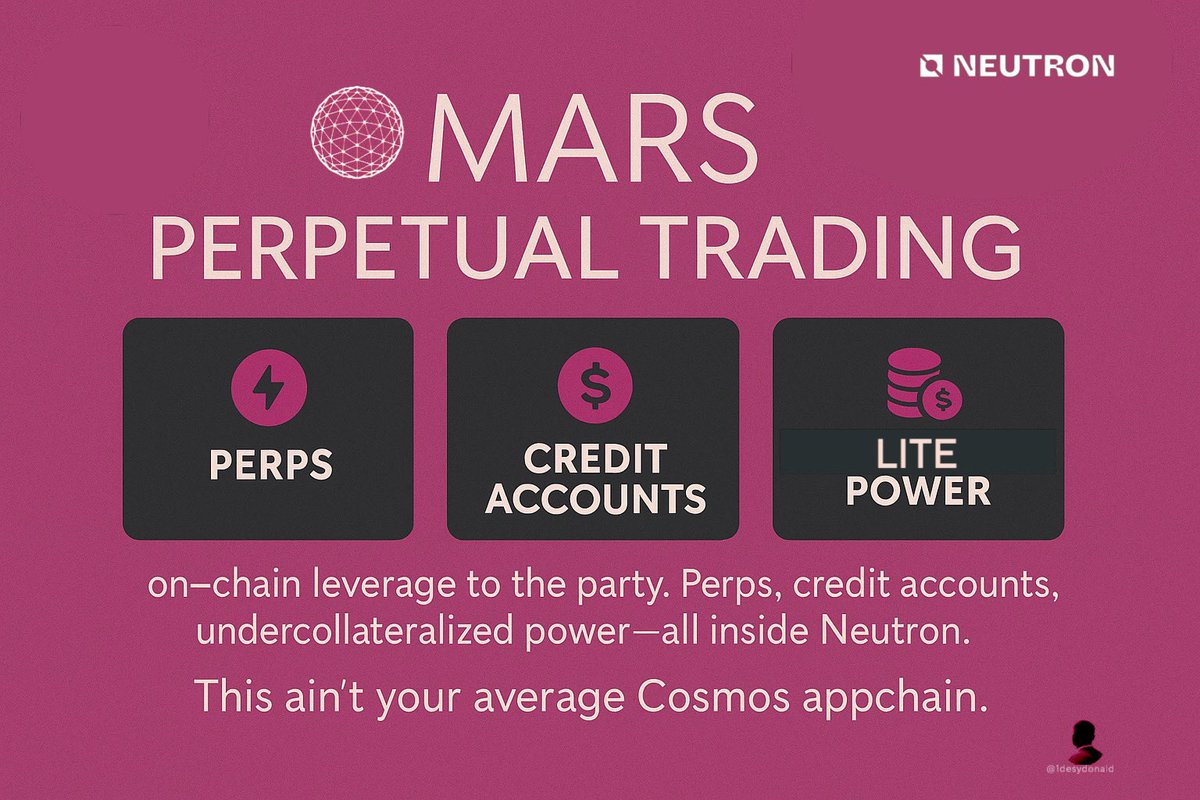 1DesyDonald's tweet image. .@mars_protocol is bringing serious leverage to @cosmos
Trade perpetuals, open credit accounts, and tap into undercollateralized power all directly on-chain via @neutron_org
This is more than your typical appchain. It’s DeFi at full throttle.