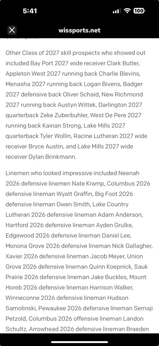 Zeke Zuberbuhler 2027 (@zuberbuhlerzeke) on Twitter photo Thankful to be listed as a standout by <a href="/travisWSN/">Travis Wilson</a> at the WFCA Combine!!! <a href="/PrepRedzoneWI/">Prep Redzone Wisconsin</a> <a href="/B19Kamrath/">Benji Kamrath</a> <a href="/MJ_NFLDraft/">Mark Johnson</a> <a href="/wissportsnet/">WisSports.net</a> <a href="/jockosports/">Mike Jocko Jacques</a> Thankful to be listed as a standout by <a href="/travisWSN/">Travis Wilson</a> at the WFCA Combine!!! <a href="/PrepRedzoneWI/">Prep Redzone Wisconsin</a> <a href="/B19Kamrath/">Benji Kamrath</a> <a href="/MJ_NFLDraft/">Mark Johnson</a> <a href="/wissportsnet/">WisSports.net</a> <a href="/jockosports/">Mike Jocko Jacques</a>