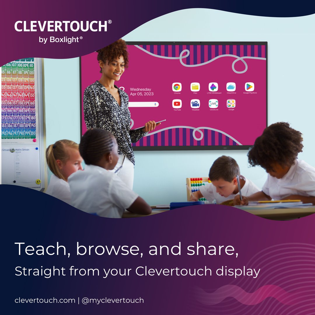 No laptop? No problem. With built-in power and #GoogleEDLA-certified #Clevertouch displays, you can browse, teach, and share, all from the screen. Everything you need, right at your fingertips. clevertouch.com/products/inter…

#EdTech #InteractiveDisplays #ClassroomTech #TeachSmarter