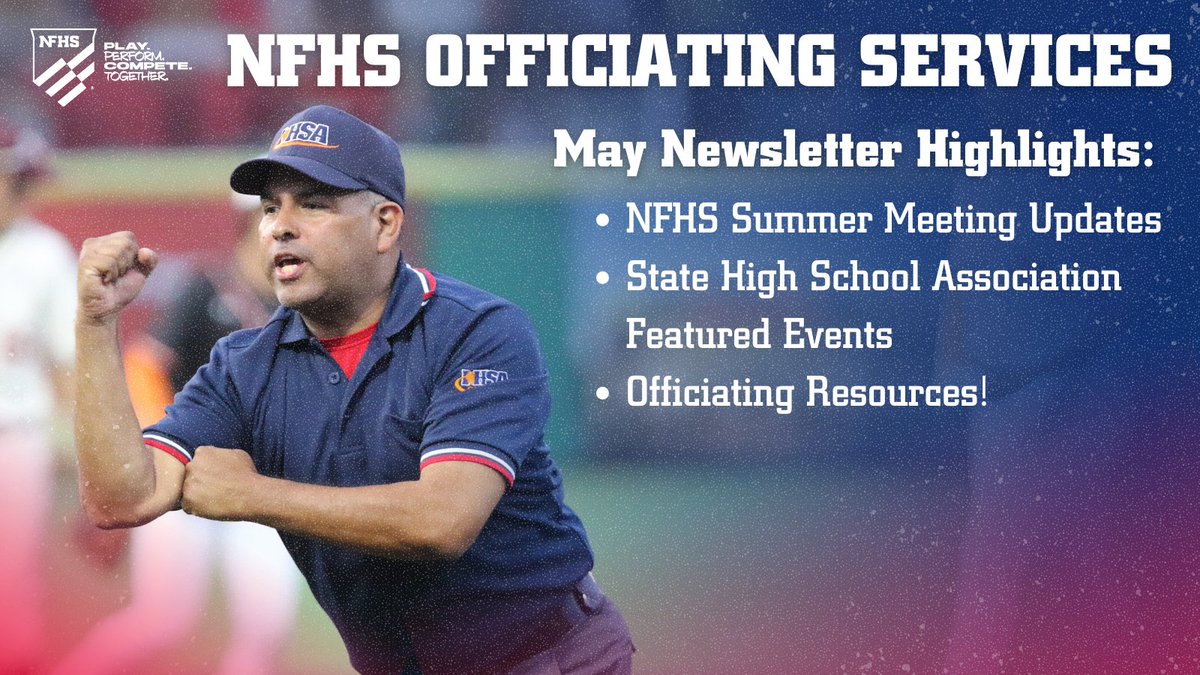 The May NFHS Officiating Services Newsletter is now available!

Stay up-to-date - check out the new edition today! 

🔗 us14.campaign-archive.com/?u=89bbec20996… #PlayPerformCompeteTogether