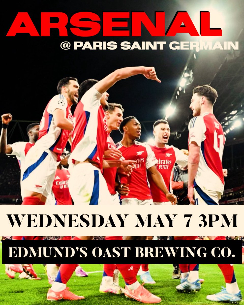 Charsenal (@charsenalgooner) on Twitter photo It doesn’t get bigger than this. We know what’s at stake and we’re ready. Will you be watching?
See you at <a href="/eobrewingco/">EO Brewing Co.</a> 🍺 ⚽️ It doesn’t get bigger than this. We know what’s at stake and we’re ready. Will you be watching?
See you at <a href="/eobrewingco/">EO Brewing Co.</a> 🍺 ⚽️