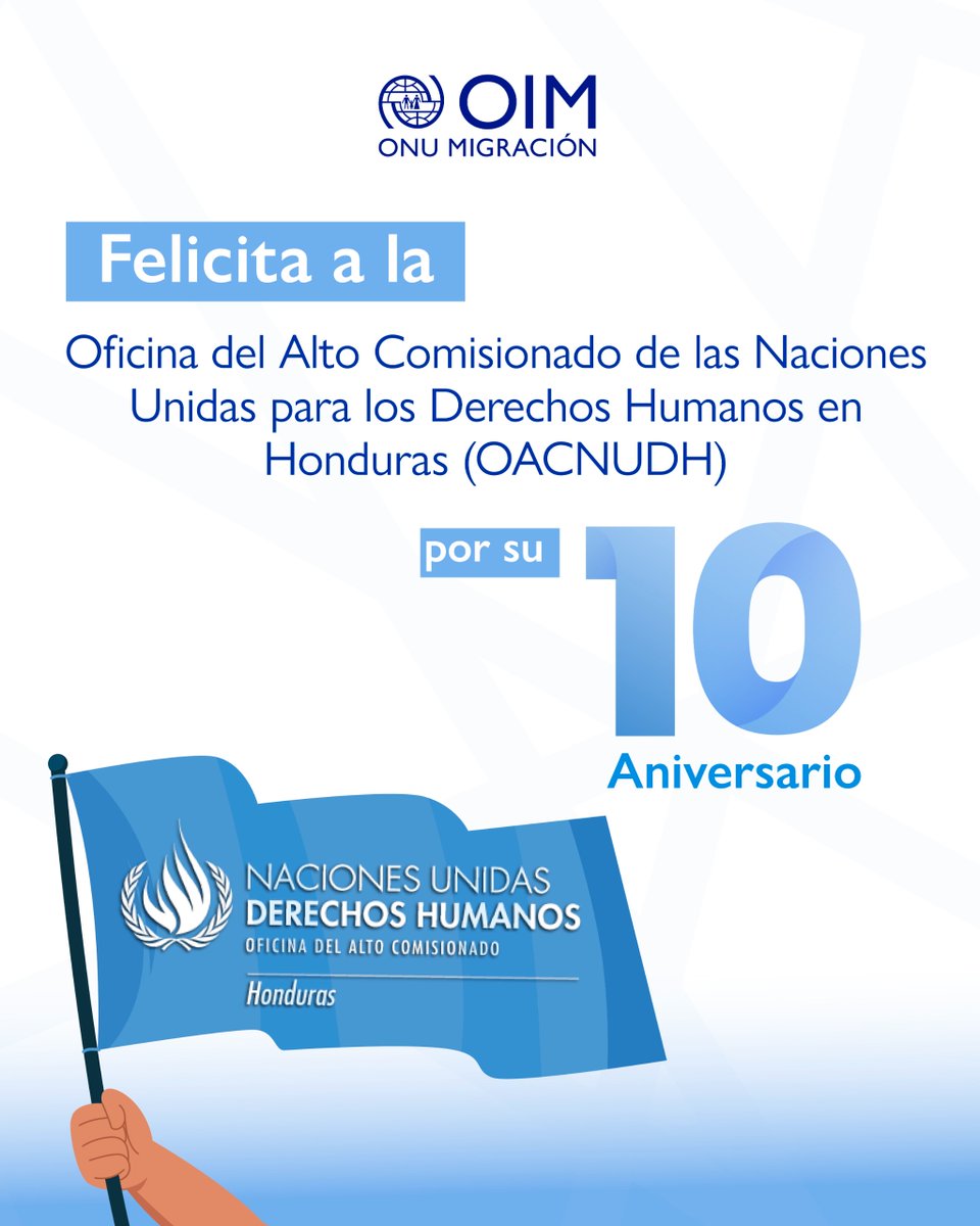 OIM Honduras (@oimhonduras) on Twitter photo 🤝 Desde la OIM Honduras felicitamos a <a href="/OACNUDHHN/">OACNUDH Honduras</a> por sus 10 años de presencia en el país.
Una década de compromiso, acompañamiento y trabajo constante en la protección de los derechos humanos en Honduras. 🇭🇳✨ 🤝 Desde la OIM Honduras felicitamos a <a href="/OACNUDHHN/">OACNUDH Honduras</a> por sus 10 años de presencia en el país.
Una década de compromiso, acompañamiento y trabajo constante en la protección de los derechos humanos en Honduras. 🇭🇳✨