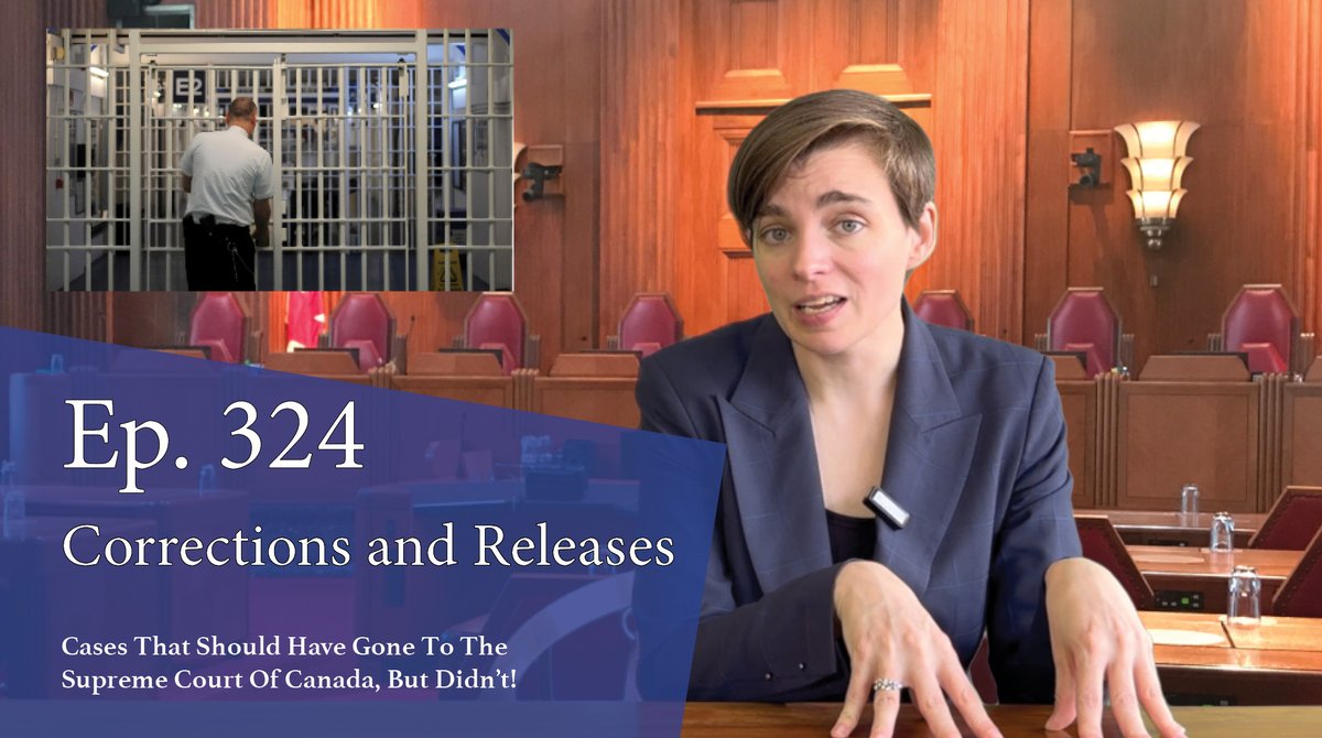 Happy Monday! An all new episode of "Cases That Should Have Gone to the Supreme Court of Canada, But Didn’t!" is now on Youtube! This week I discuss Corrections and Releases...

Watch now!
⏩⏩⏩
youtu.be/VzyjCJUUx5E