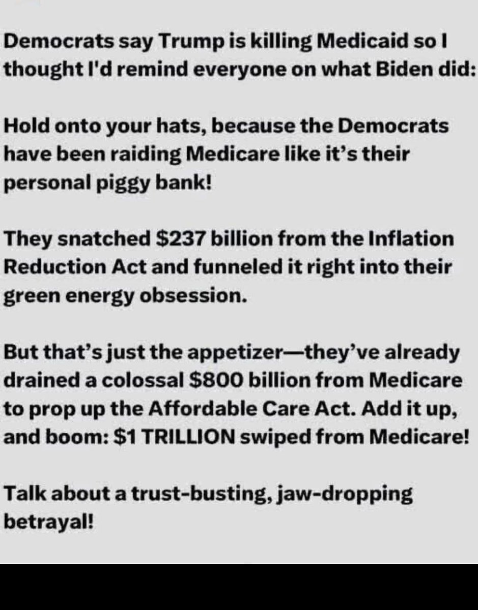 Buckle up, folks, because the Democrats have been caught red-handed raiding Medicare like it’s their personal ATM! 

They siphoned off a whopping $250 BILLION from the Climate Action Fund and poured it straight into their pet projects. 

But wait it gets worse! That’s on top of